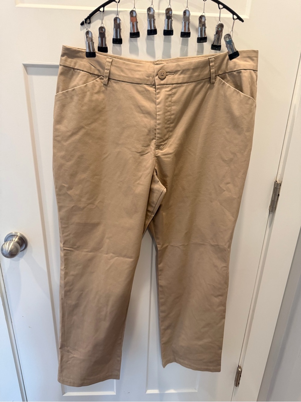 Lee Wrinkle Free Pants 16 Short Flax Khaki Relaxed Straight Leg Stretch